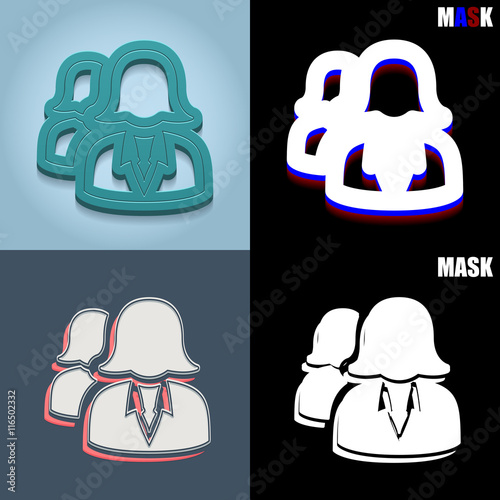 ikona retro 3D i płaska