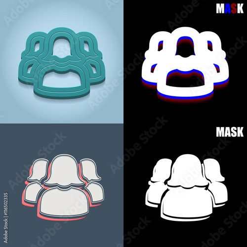 ikona retro 3D i płaska