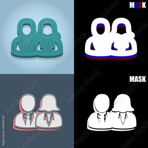 ikona retro 3D i płaska