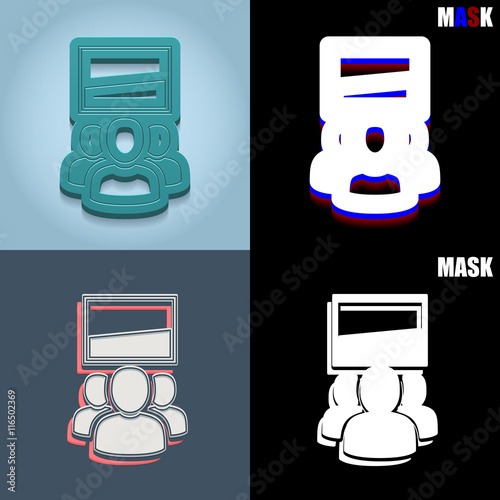 ikona retro 3D i płaska