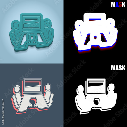 ikona retro 3D i płaska
