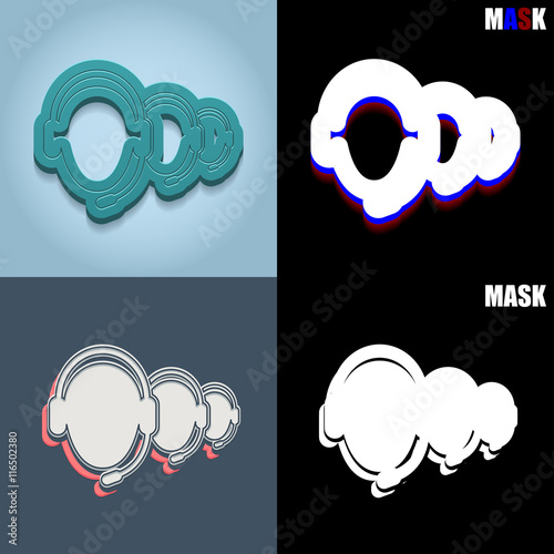 ikona retro 3D i płaska