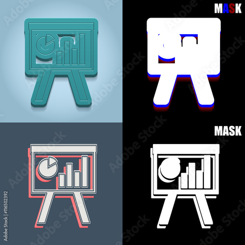 ikona retro 3D i płaska