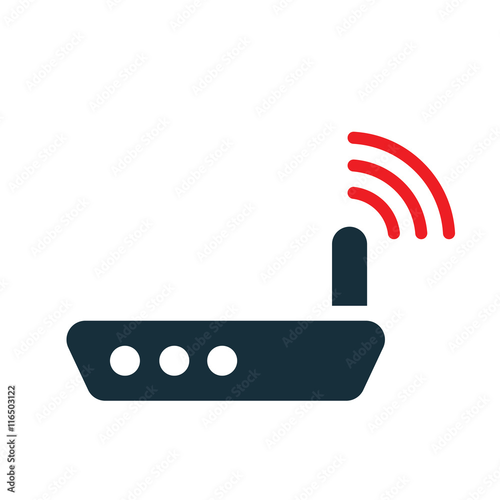 wi-fi router with antenna icon on white background wi-fi router with antenna icon on white background