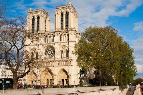 Notre Dame cathedral at late evening with beautiful clouds, Paris, France