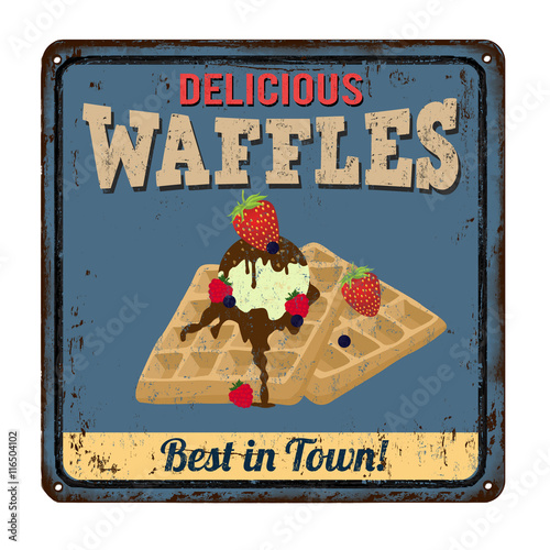 Waffles vintage metal sign