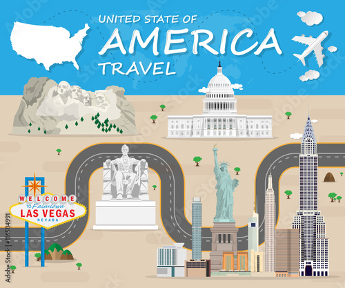 USA Landmark Global Travel And Journey Infographic Vector Design