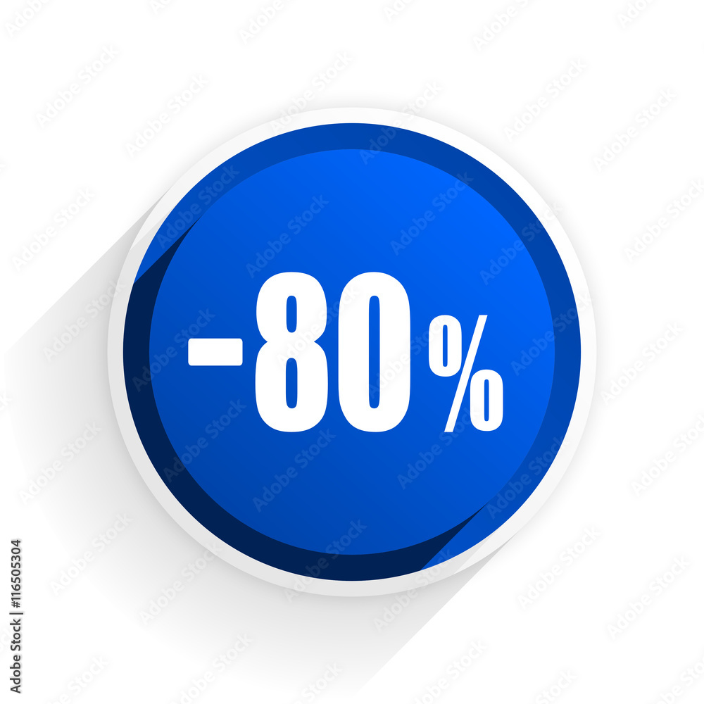 80 percent sale retail flat icon with shadow on white background, blue modern design web element 80 percent sale retail flat icon with shadow on white background, blue modern design web element
