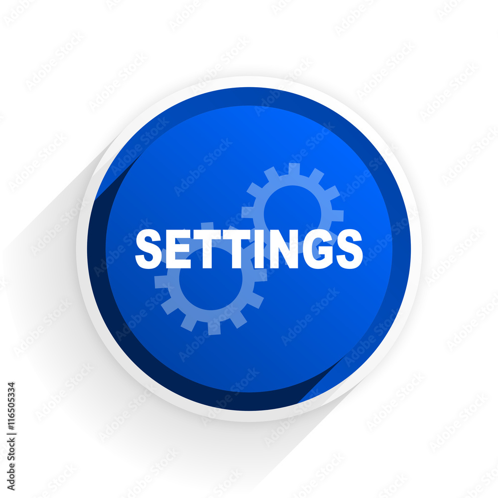 settings flat icon with shadow on white background, blue modern design web element settings flat icon with shadow on white background, blue modern design web element