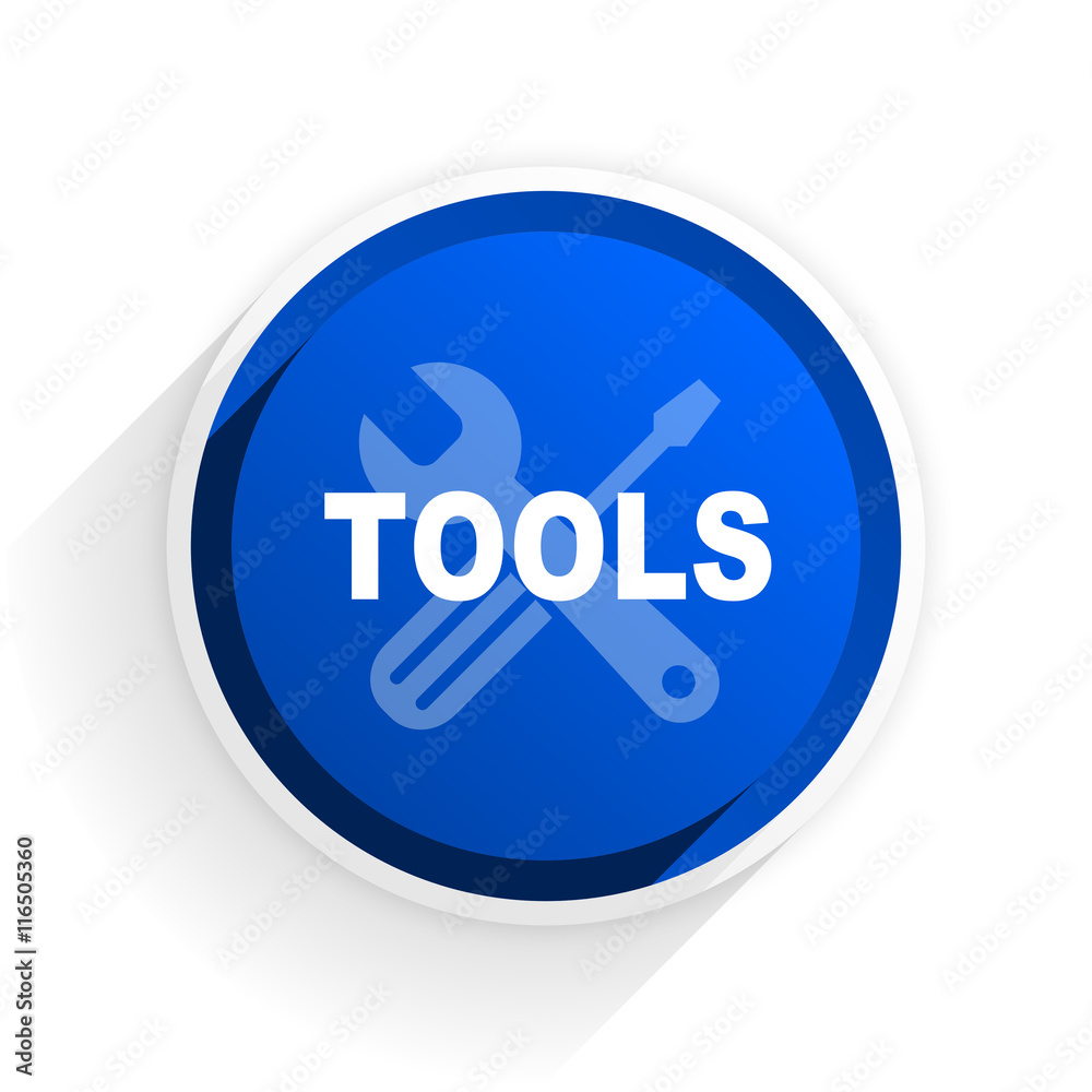 tools flat icon with shadow on white background, blue modern design web element tools flat icon with shadow on white background, blue modern design web element