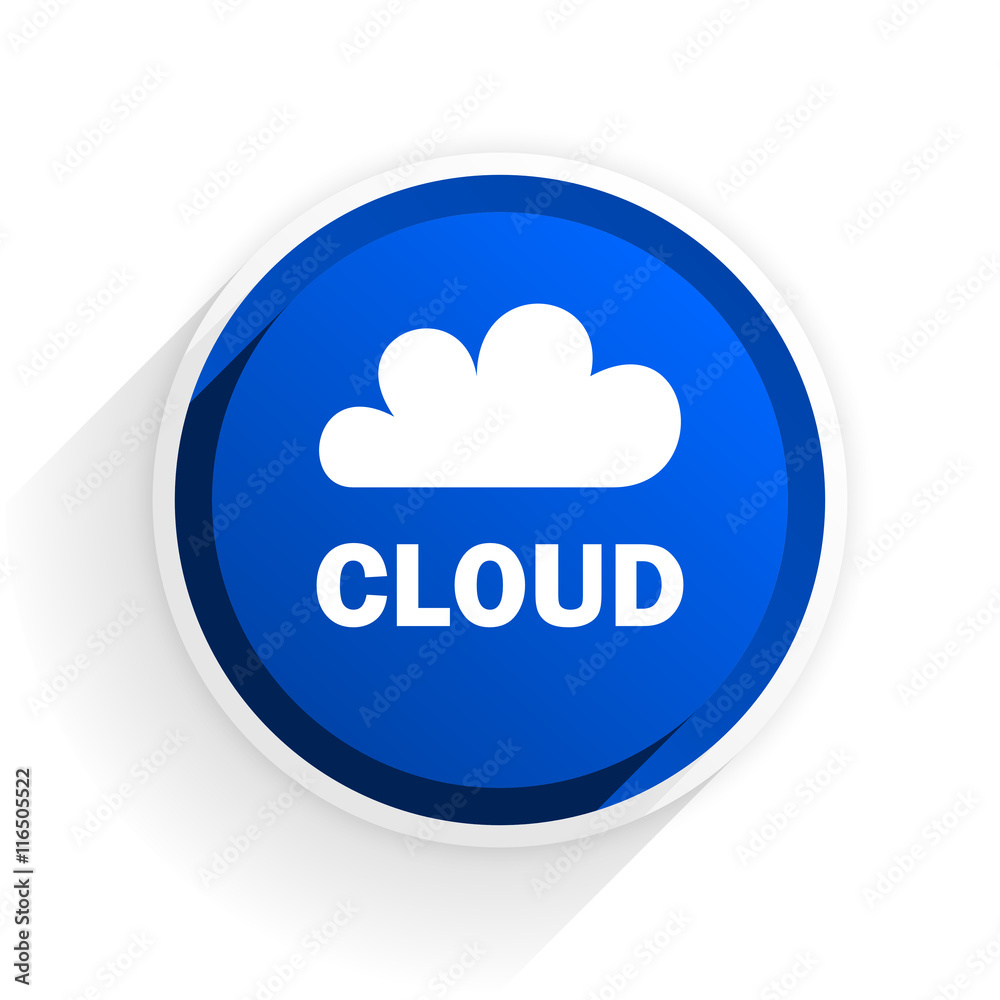 cloud flat icon with shadow on white background, blue modern design web element cloud flat icon with shadow on white background, blue modern design web element