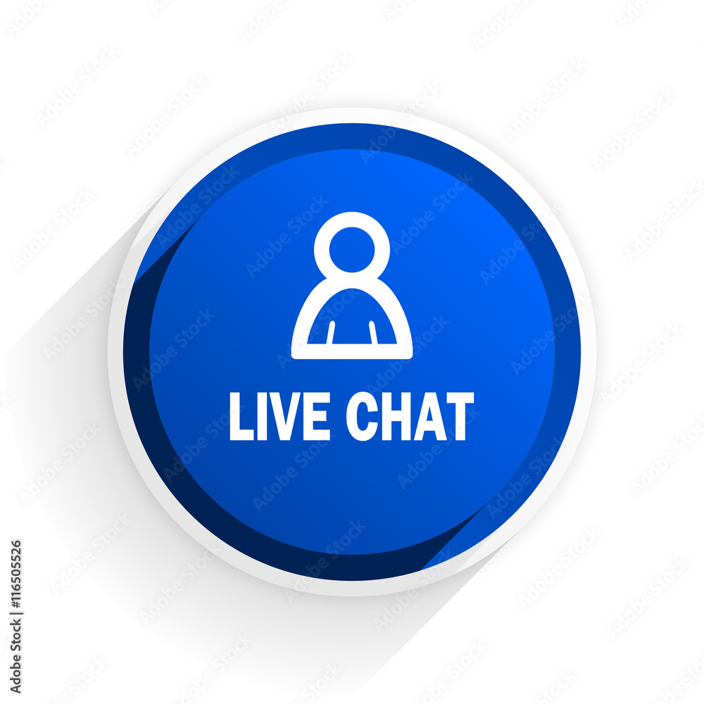 live chat flat icon with shadow on white background, blue modern design web element live chat flat icon with shadow on white background, blue modern design web element