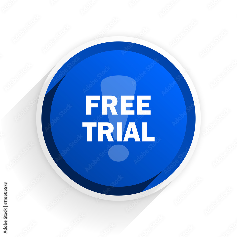 free trial flat icon with shadow on white background, blue modern design web element free trial flat icon with shadow on white background, blue modern design web element