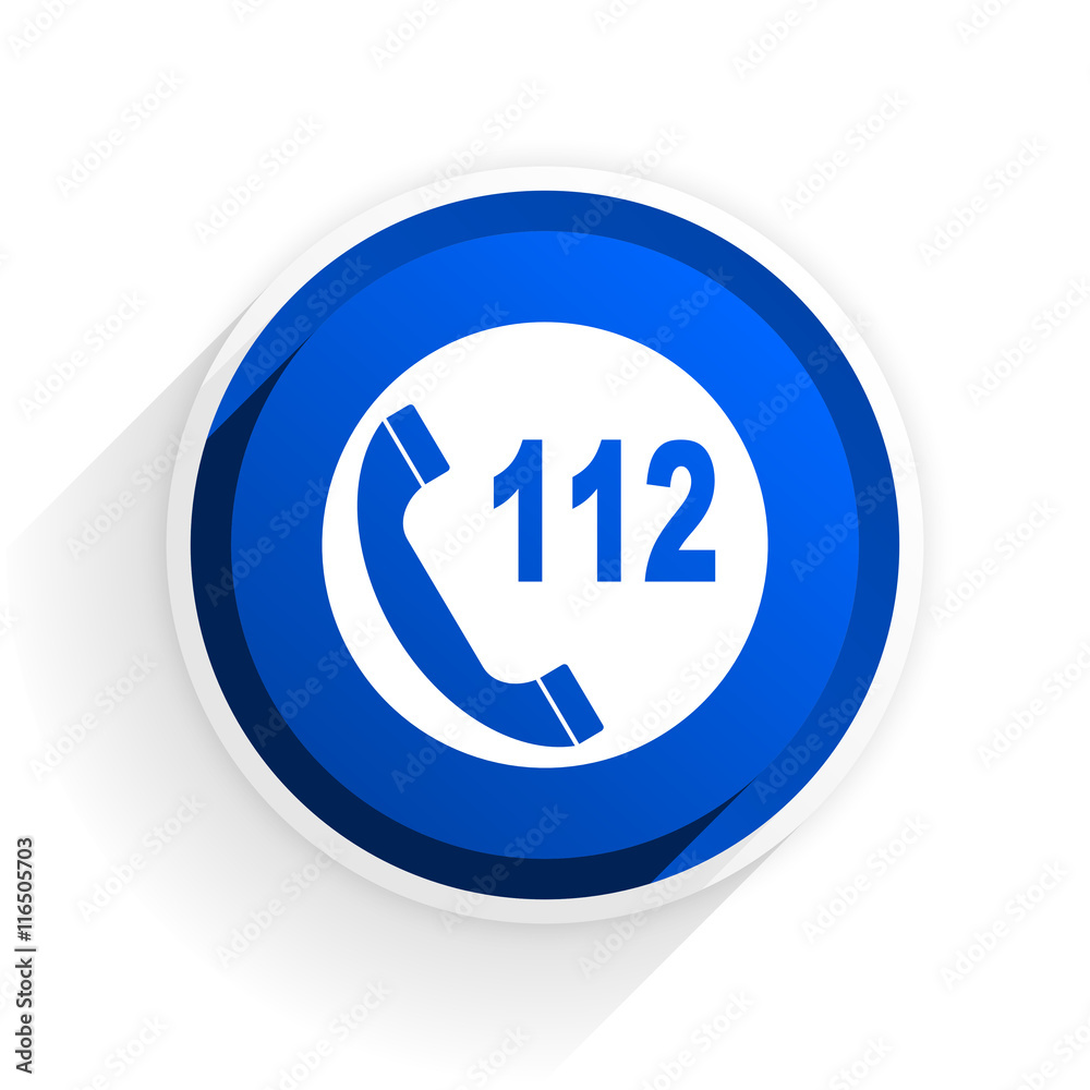 emergency call flat icon with shadow on white background, blue modern design web element emergency call flat icon with shadow on white background, blue modern design web element