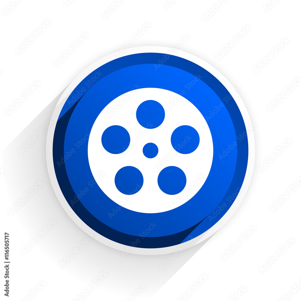 film flat icon with shadow on white background, blue modern design web element