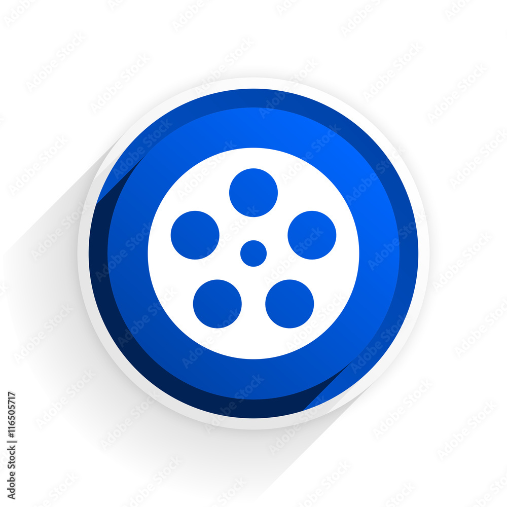 film flat icon with shadow on white background, blue modern design web element film flat icon with shadow on white background, blue modern design web element
