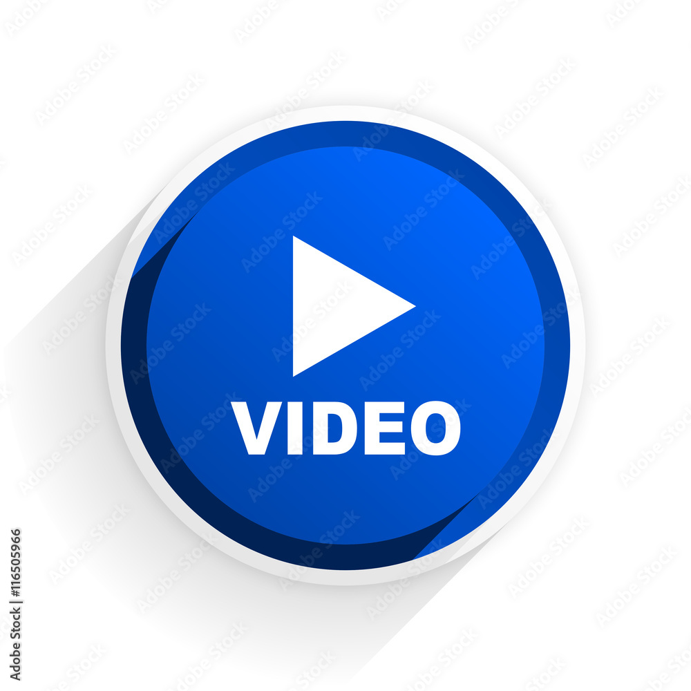 video flat icon with shadow on white background, blue modern design web element video flat icon with shadow on white background, blue modern design web element