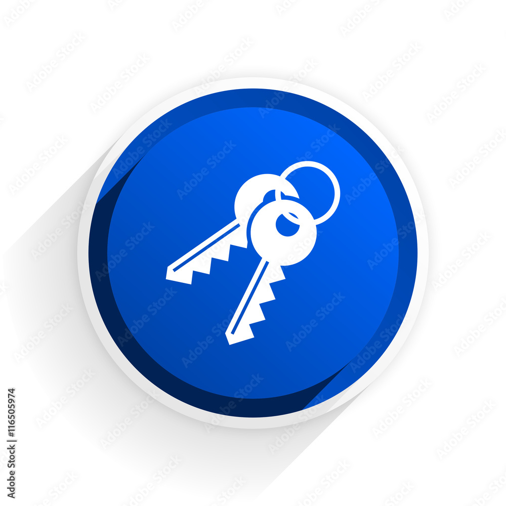 keys flat icon with shadow on white background, blue modern design web element keys flat icon with shadow on white background, blue modern design web element