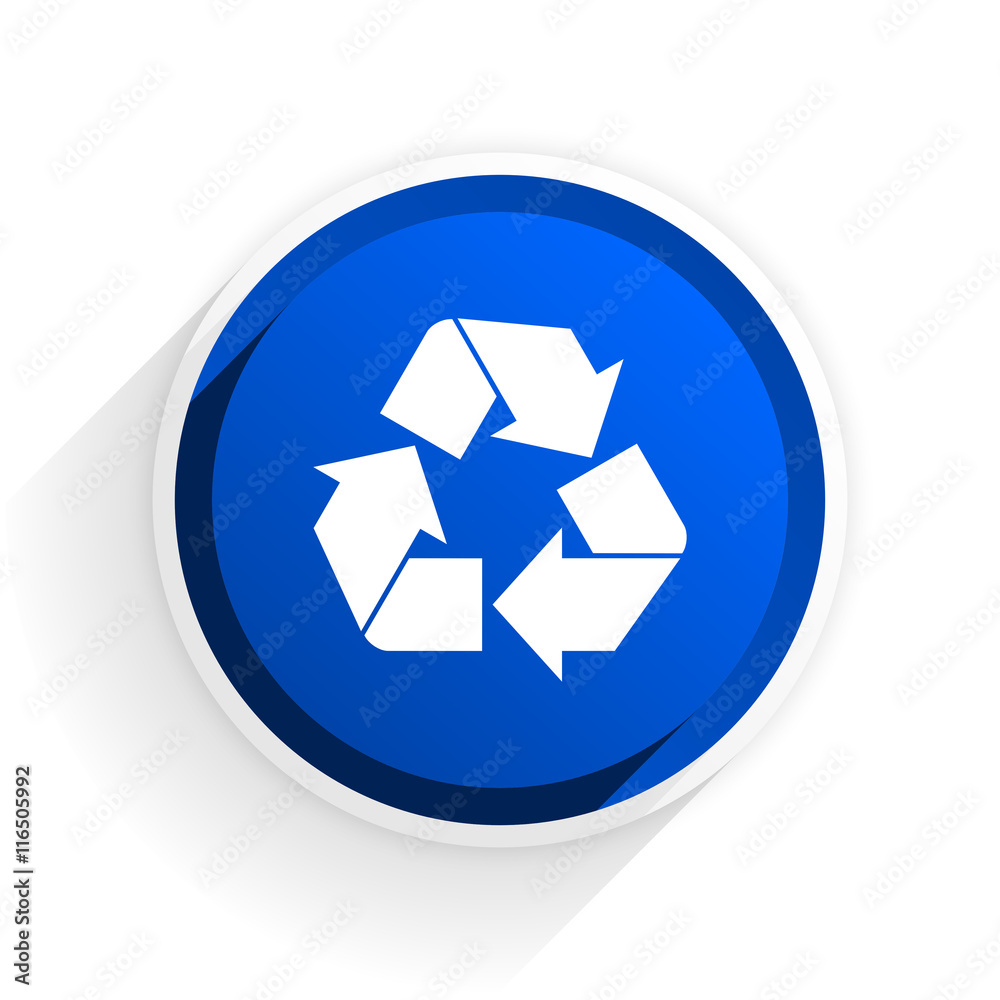 recycle flat icon with shadow on white background, blue modern design web element recycle flat icon with shadow on white background, blue modern design web element
