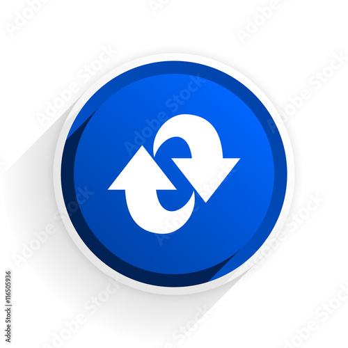 rotation flat icon with shadow on white background, blue modern design web element