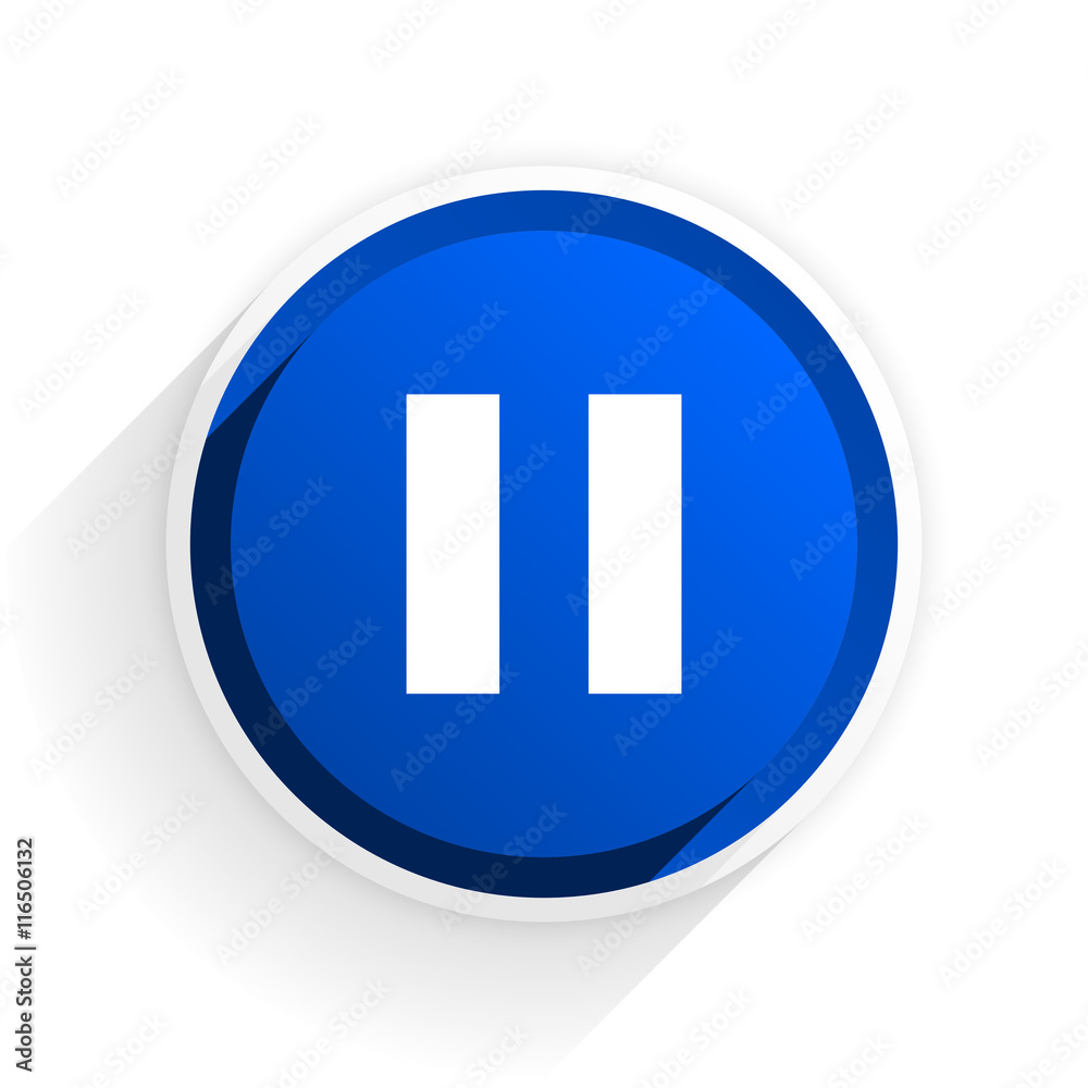 pause flat icon with shadow on white background, blue modern design web element pause flat icon with shadow on white background, blue modern design web element
