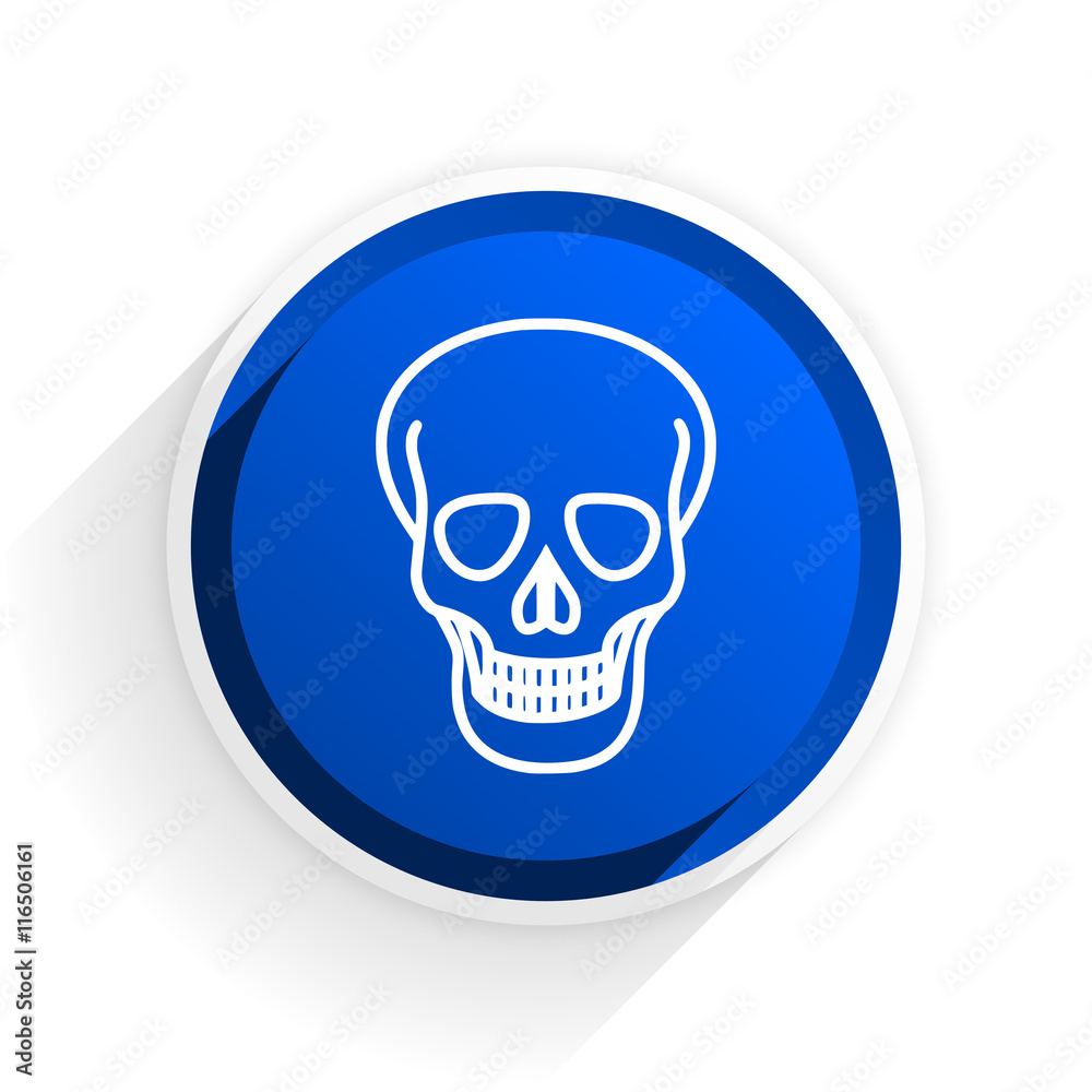 skull flat icon with shadow on white background, blue modern design web element skull flat icon with shadow on white background, blue modern design web element