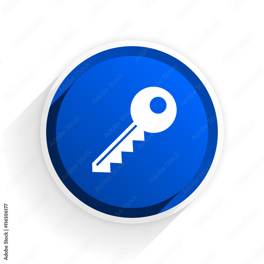 key flat icon with shadow on white background, blue modern design web element key flat icon with shadow on white background, blue modern design web element