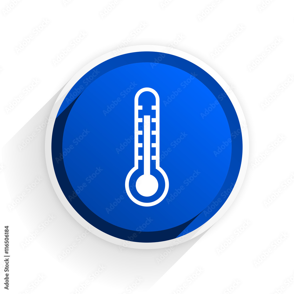 thermometer flat icon with shadow on white background, blue modern design web element thermometer flat icon with shadow on white background, blue modern design web element