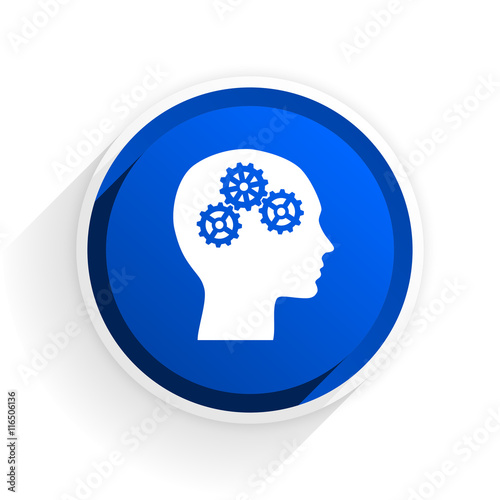 head flat icon with shadow on white background, blue modern design web element