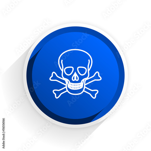 skull flat icon with shadow on white background, blue modern design web element