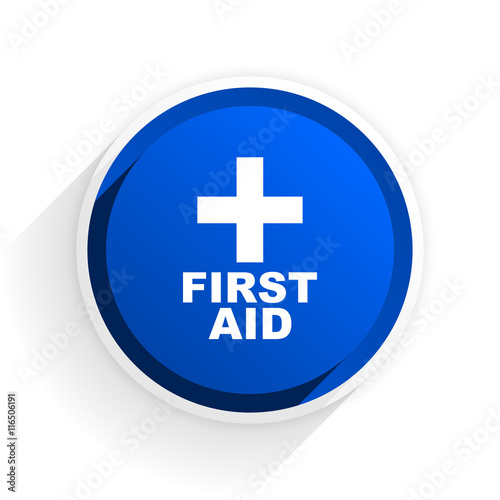 first aid flat icon with shadow on white background, blue modern design web element