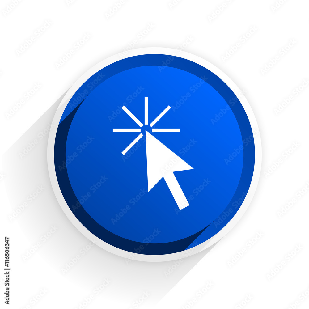 click here flat icon with shadow on white background, blue modern design web element click here flat icon with shadow on white background, blue modern design web element