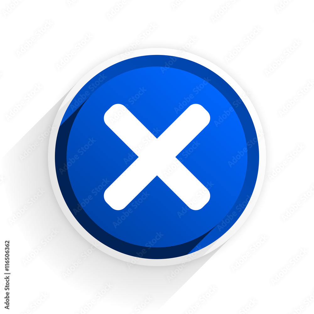 cancel flat icon with shadow on white background, blue modern design web element cancel flat icon with shadow on white background, blue modern design web element