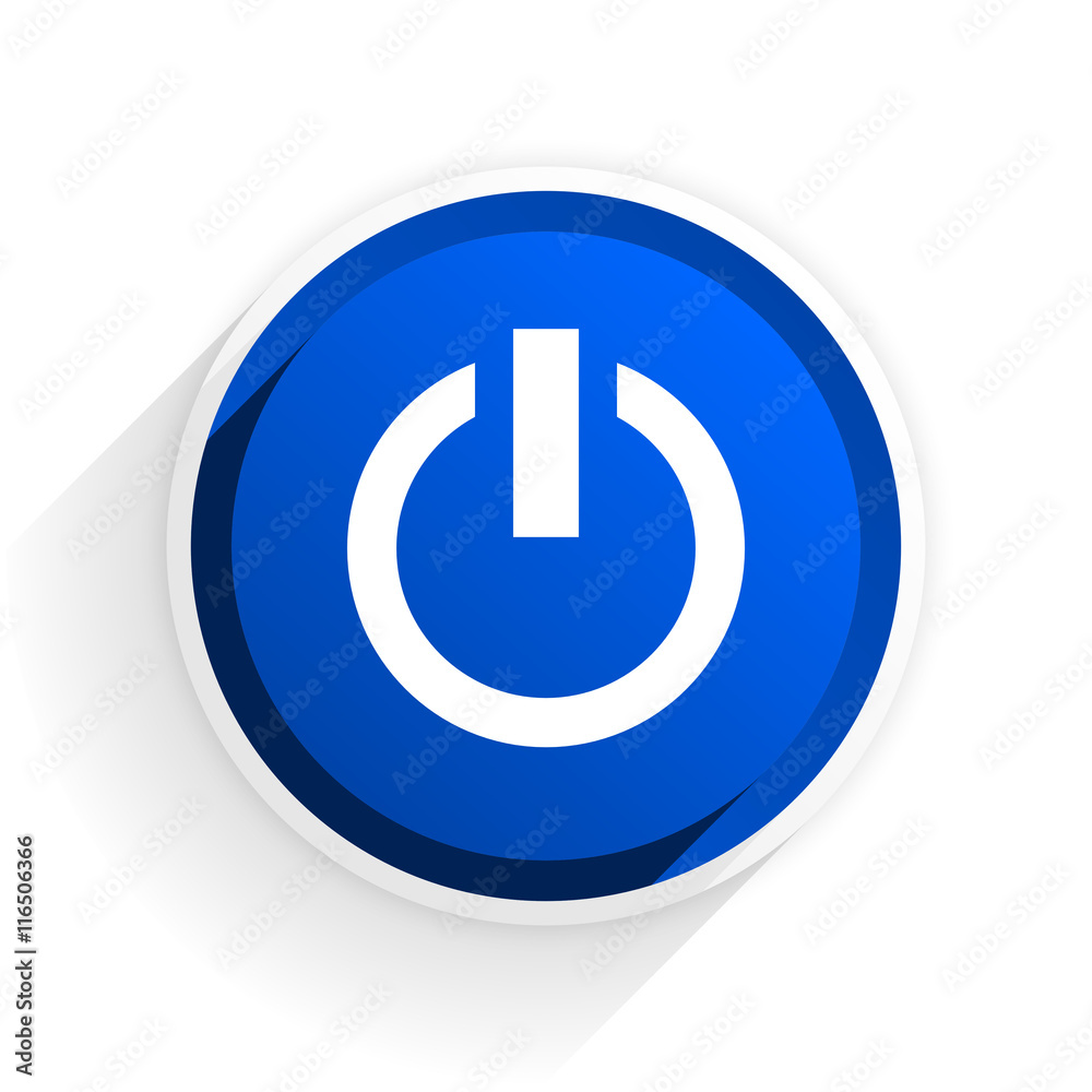 power flat icon with shadow on white background, blue modern design web element