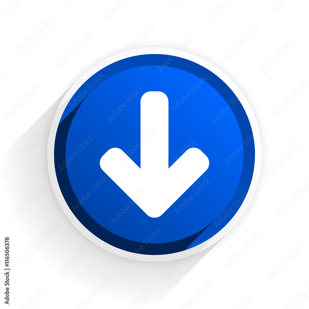 download arrow flat icon with shadow on white background, blue modern design web element download arrow flat icon with shadow on white background, blue modern design web element