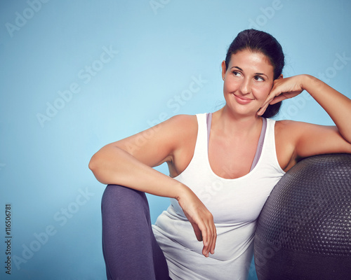 Smiling Yoga Woman With Excercise Ball