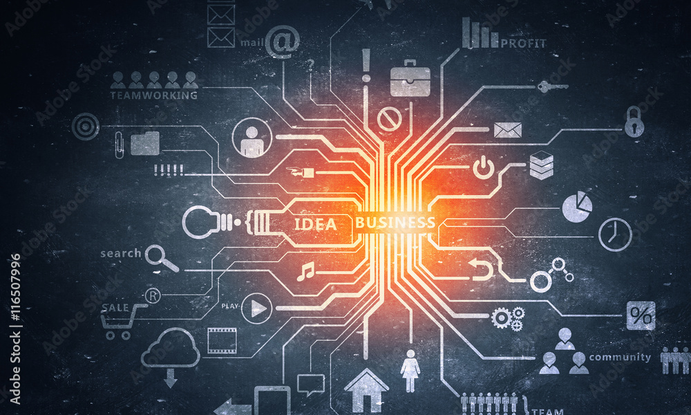 Obraz premium Cloud connection concept . Mixed media