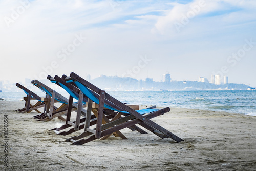 Beach chair on the sand beach