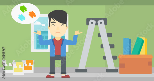 Man choosing paint color.