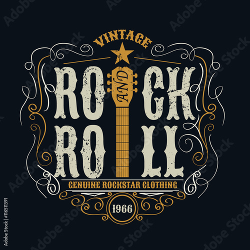 vintage rock and roll typograpic for t-shirt ,tee designe,poster