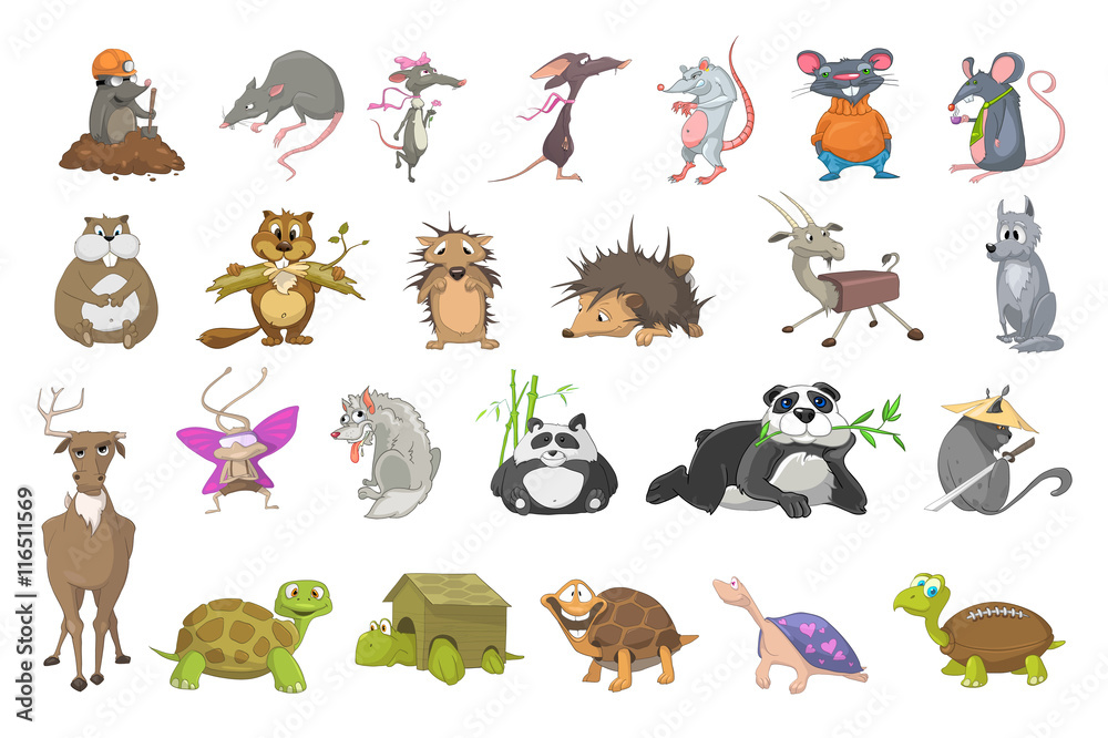 Obraz premium Vector set of animals illustrations.