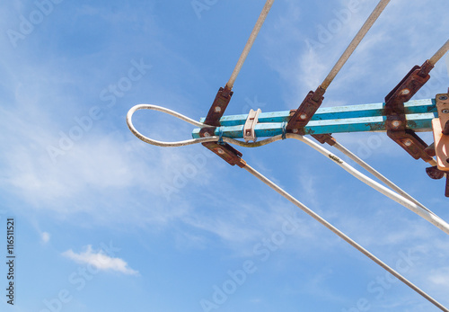 TV antenna, An old television antenna against a blue sky