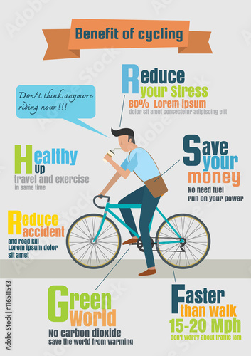Infographic vector of bicycle rider,benefit of cycling
