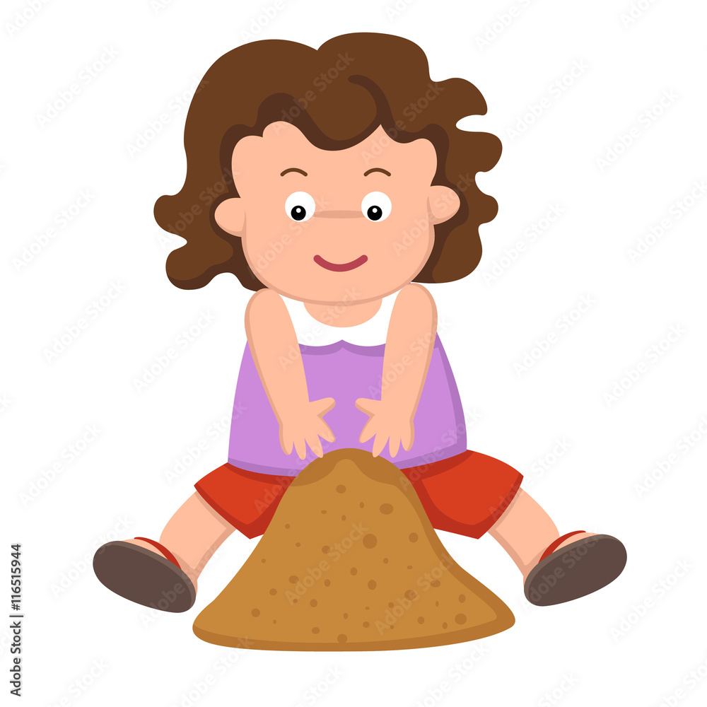 illustration of isolated girl playing sand on white background illustration of isolated girl playing sand on white background