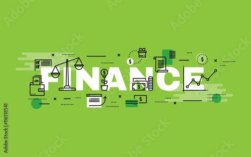 Lettering flat line design concepts of Finance