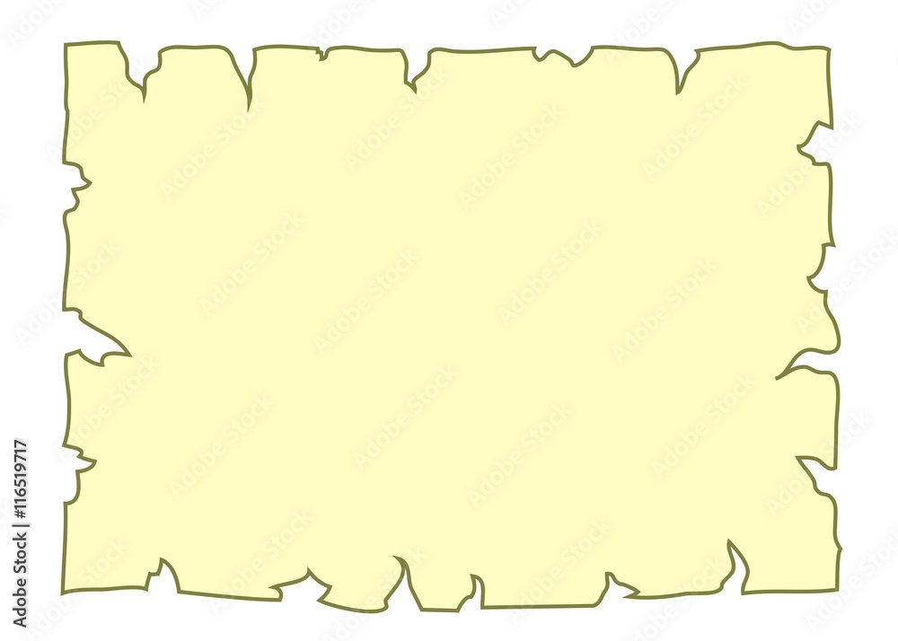 Parchment old paper. Empty cartoon banner for message or letter. Blank
