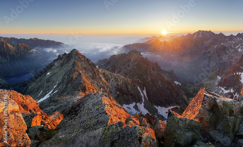 Mountain sunset panorama landscape in Tatras, Rysy, Slovakia © TTstudio
