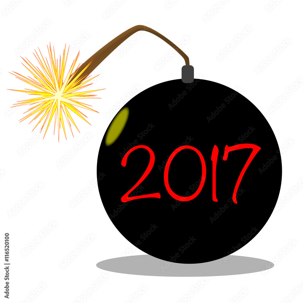 Fotografie Cartoon 2017 New Year Bomb