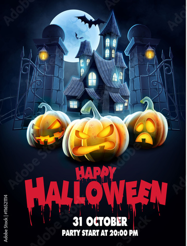 halloween house with pumpkin