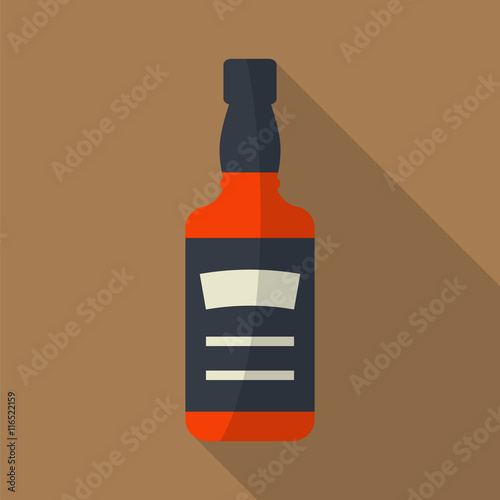 Whiskey bottle  square flat icon.